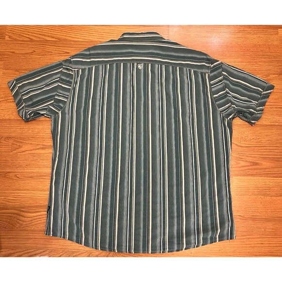KUHL Men's Suncel Blue Striped Button Up Short Sleeve Shirt Outdoor Hiking XXL - Picture 3 of 4